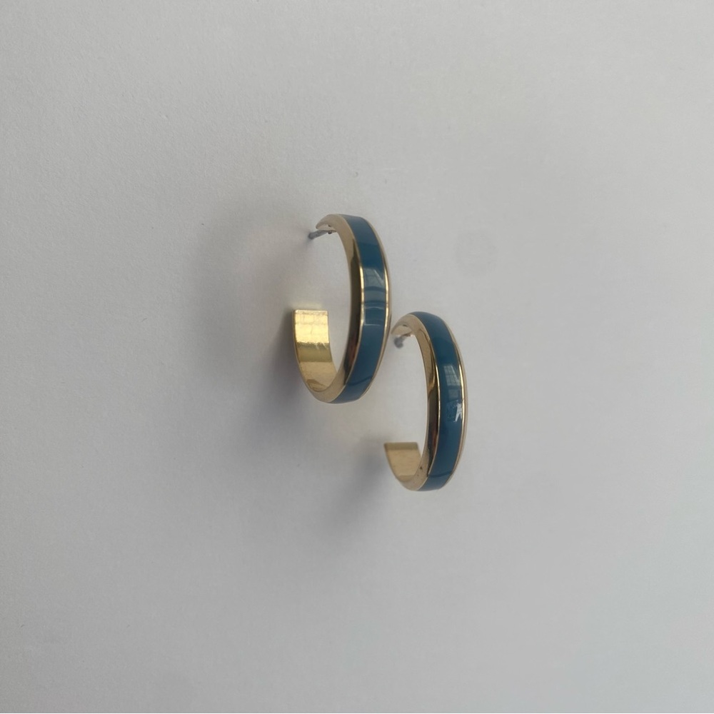 Antique Hoop Earrings - Blue/Gold
